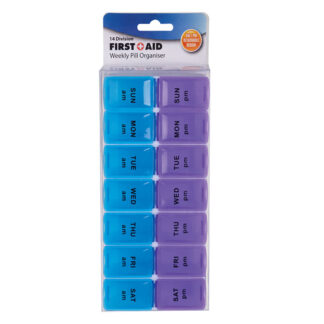 Organiser 2-Week Pill Reminder Box - Blue and Purple - 14 Compartment