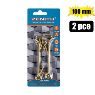 Gate Brass-Plated Hook and Eye - 2 Pack - 10 cm