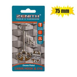 Hook Cabin and Eye - Chrome-Plated - Includes Screws - 7.5 cm