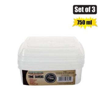 Containers Clear Square Plastic - 750 ml