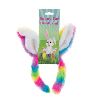 Bunny Easter Ears Headband - Bright Rainbow