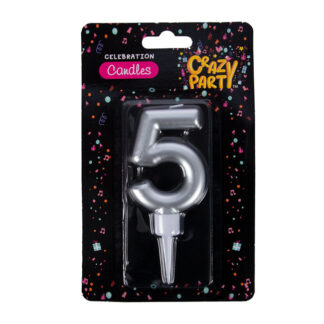 Cake Number-5 Large Birthday Candles - Foil Style