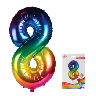 Balloon Number-8 Foil Helium - Rainbow