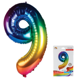 Balloon Number-9 Foil Helium - Rainbow