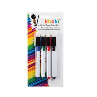 Whiteboard Markers with Erasers - Red, Green, Blue, and Black
